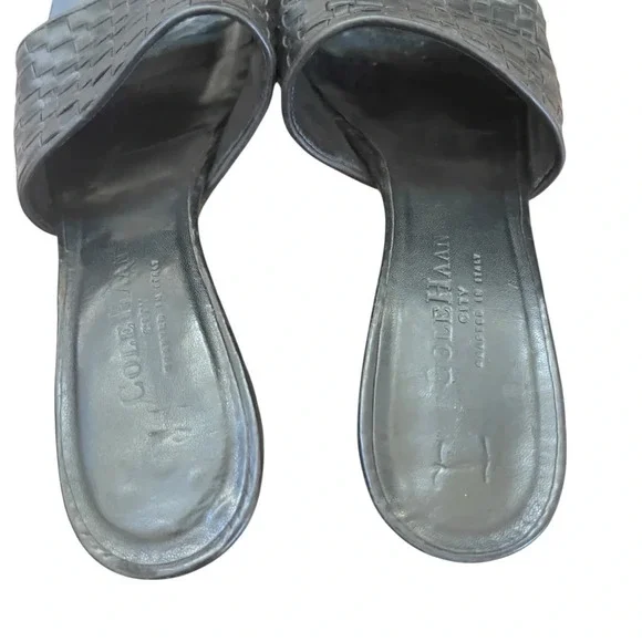 Cole Haan City Crafted in Italy Woven Black Leather 3 inch kitten heel - Picture 6 of 8